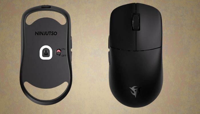 Rückansicht der Ninjutso Sora V2 Wireless-Maus